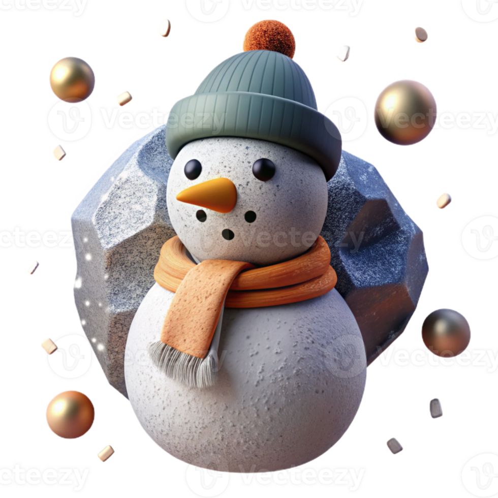 stunning classic Winter Snowman Carrot Nose Coal Eyes Cutout premium png