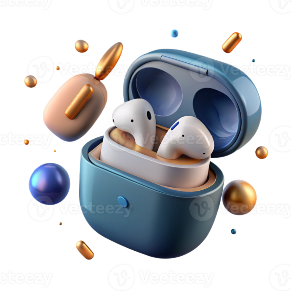 wonderful vintage Wireless Earbuds Charging Case Isolated for Portable Audio original png
