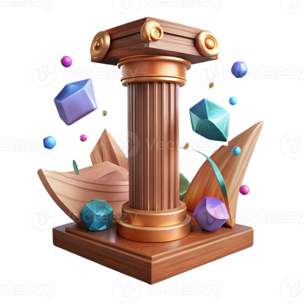 elegant traditional Wooden Column Isolated Rustic Architectural Feature premium png