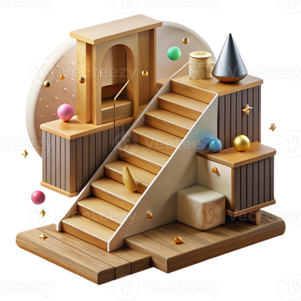 wonderful contemporary Wooden Staircase with Built in Drawers Cutout genuine png