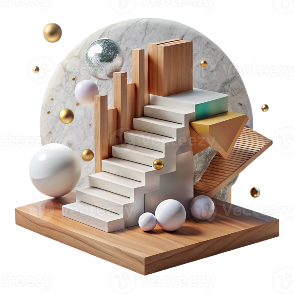 wonderful modern Wooden Staircase with White Risers Cutout original png