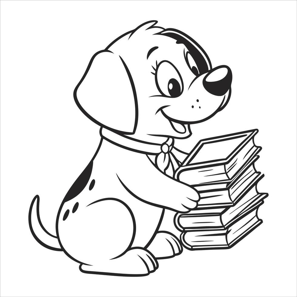 Puppy With Books vector