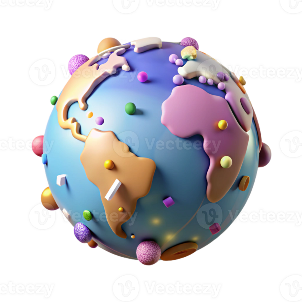 dramatic classic World Map Globe 3d Illustration Transparent for Geography premium png