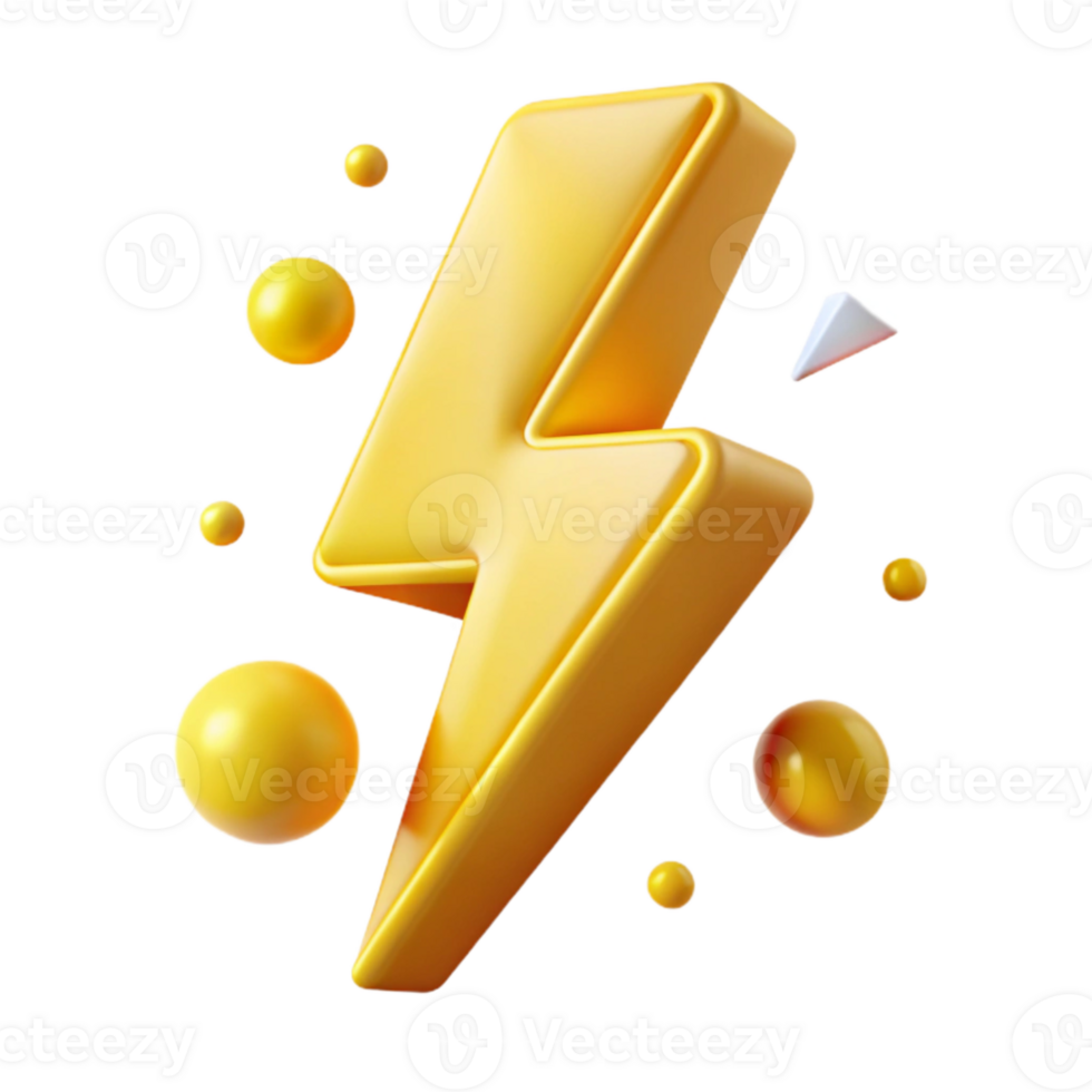 vibrant artistic Yellow Lightning Isolated for High Voltage Graphics original png