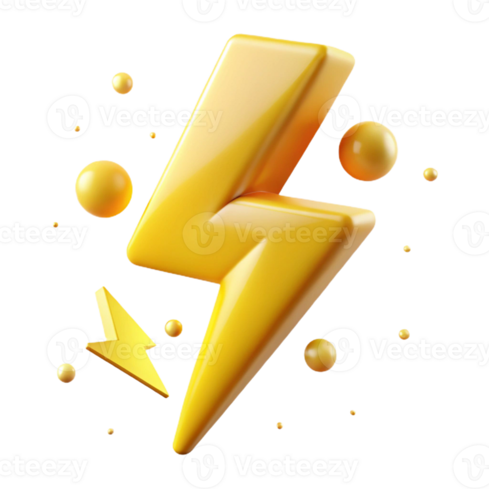 elegant traditional Yellow Lightning Isolated for High Voltage Graphics premium png