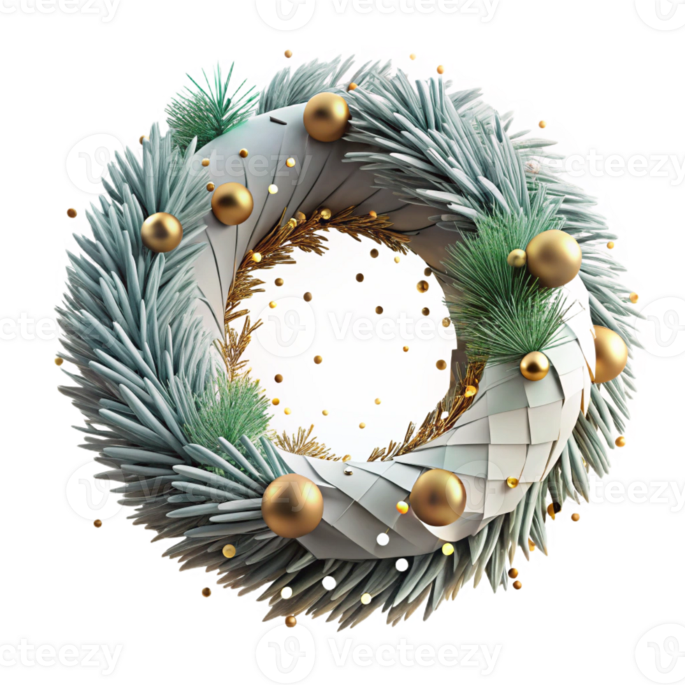 wonderful minimalist Wreath Circular Pine Branches Isolated for Christmas Decor premium png