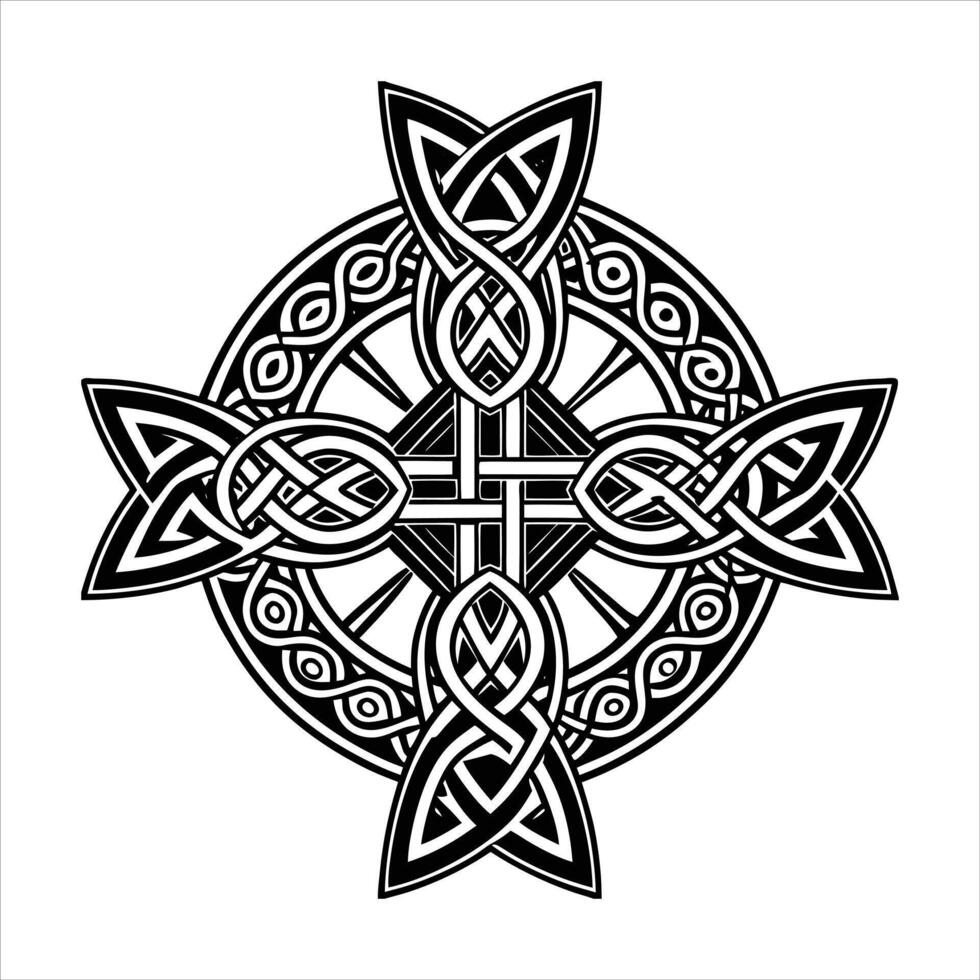 Celtic Cross With Intricate Knotwork vector