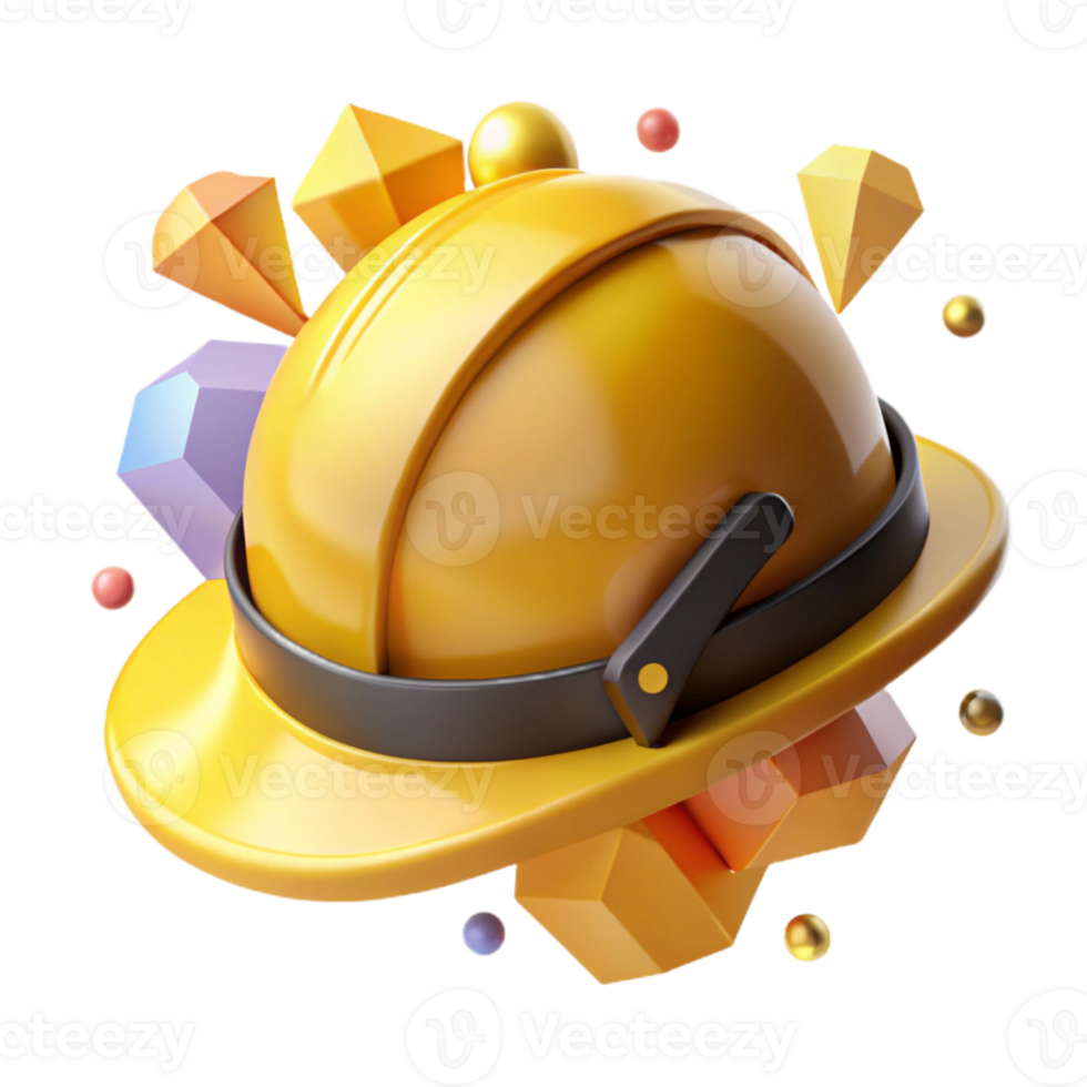 dramatic minimalist Yellow Safety Helmet Construction Site Isolated png