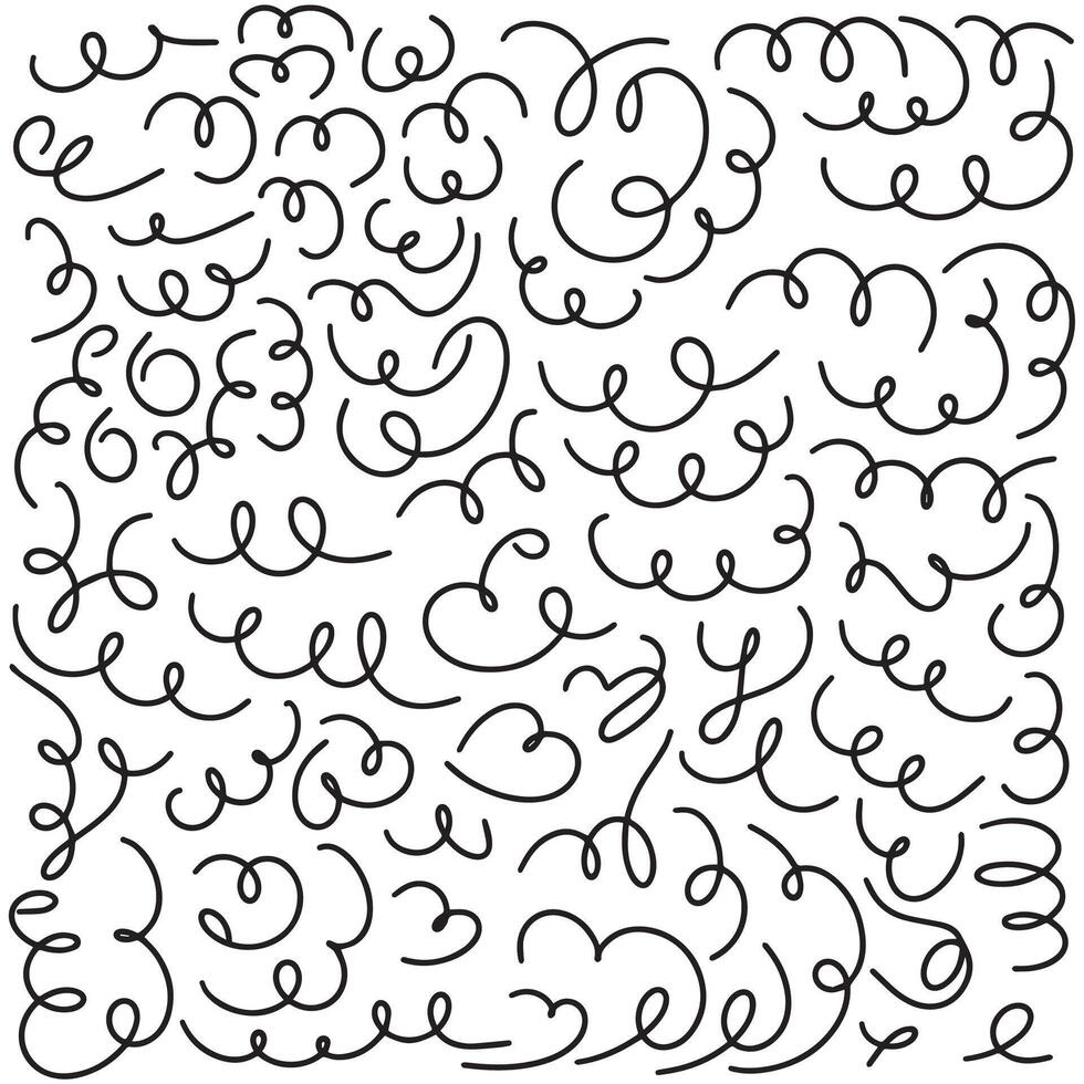 Creative background of abstract shapes, squiggles and scribbles in black. illustration vector