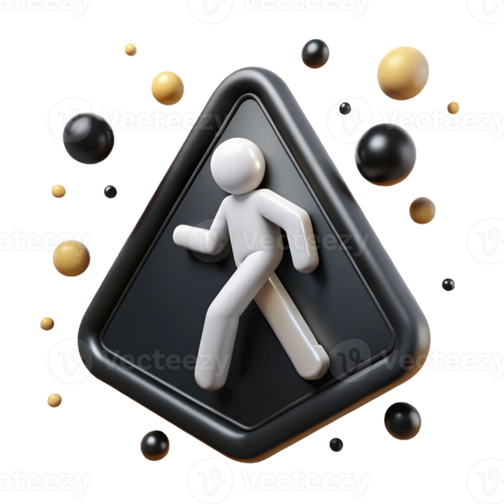 elegant contemporary Yield to Pedestrians Sign White Black Walking Figure Isolated png