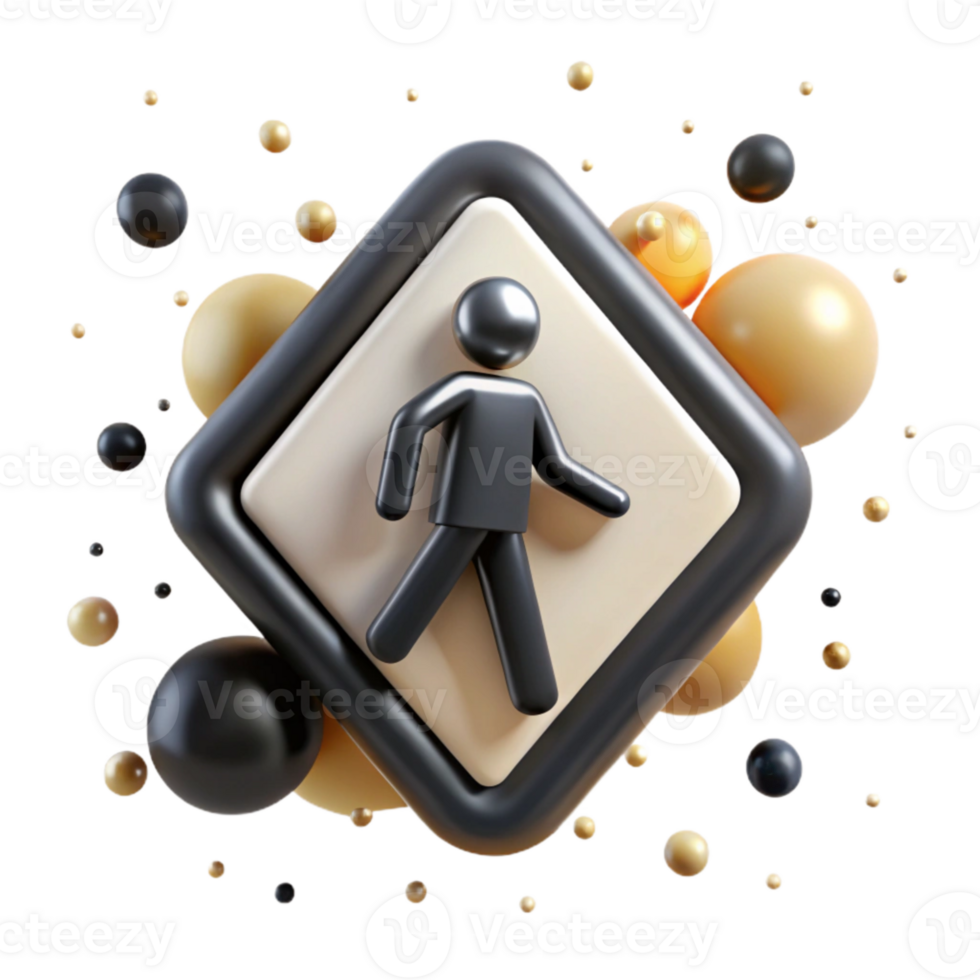 serene creative Yield to Pedestrians Sign White Black Walking Figure Isolated original png
