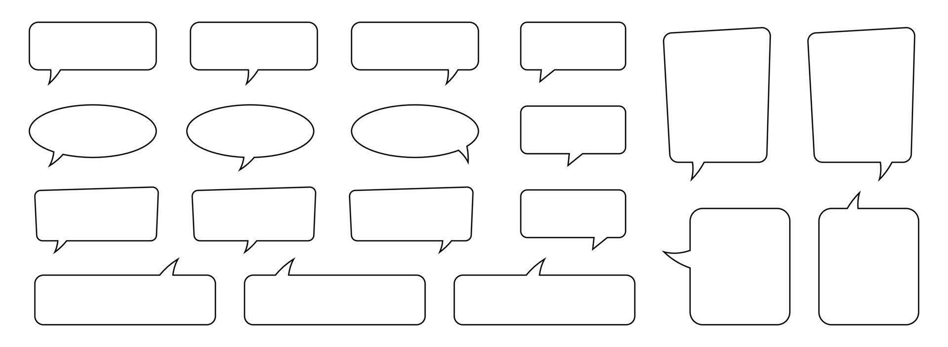 Collection of blank line speech bubble, line speech balloon, line chat bubble. vector