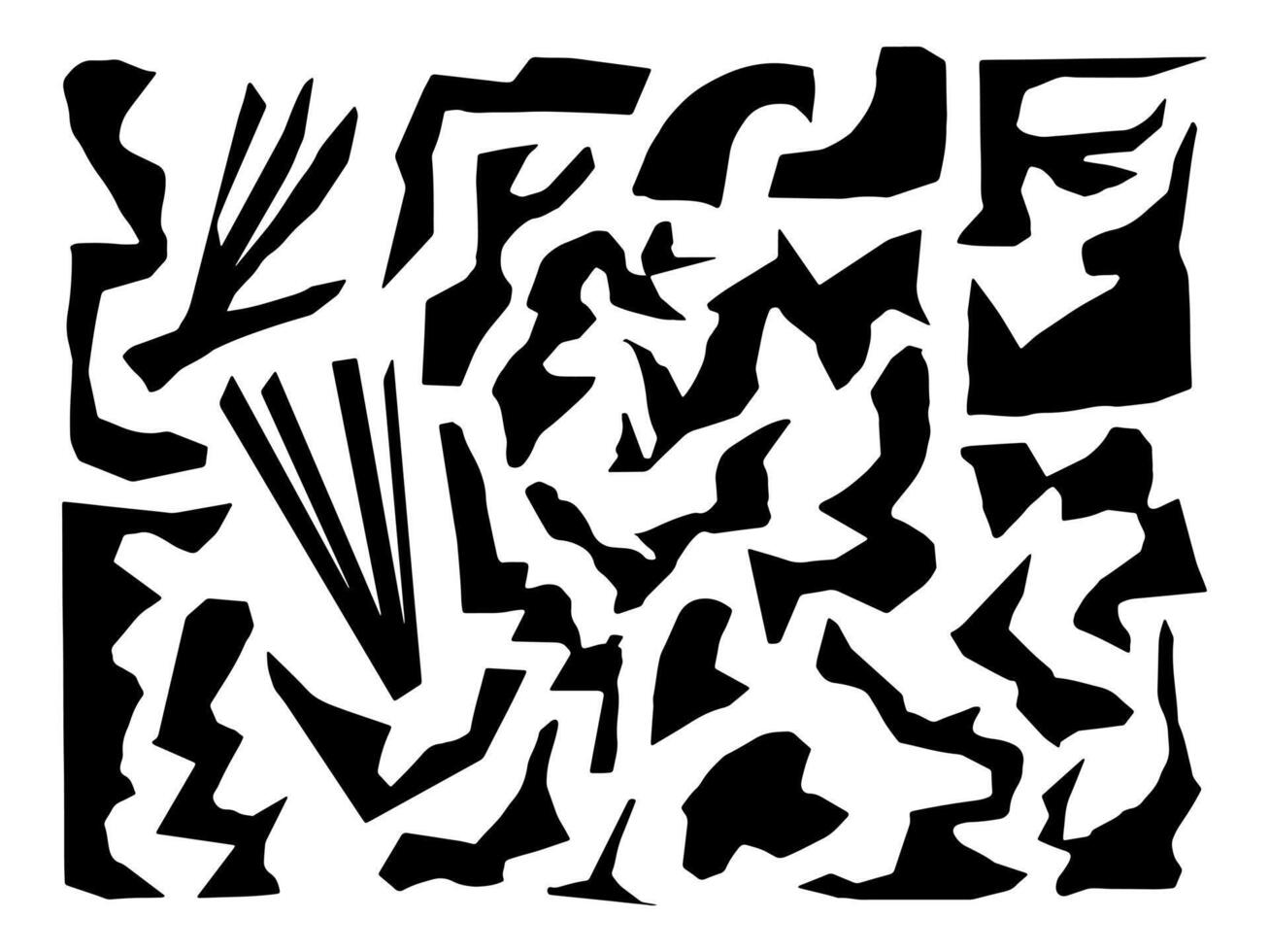 Bold Abstract Hand Cut Paper Shape. A collection of 15 bold abstract elements inspired by hand cut paper art. Perfect for editorial layouts, abstract posters, and trendy minimalist branding vector
