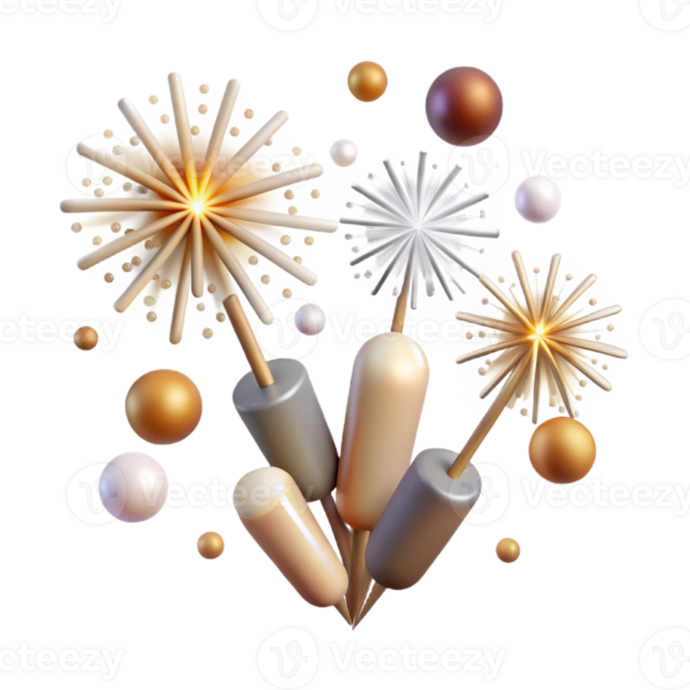elegant traditional Fireworks Sparkles Isolated for Digital Illustrations original png