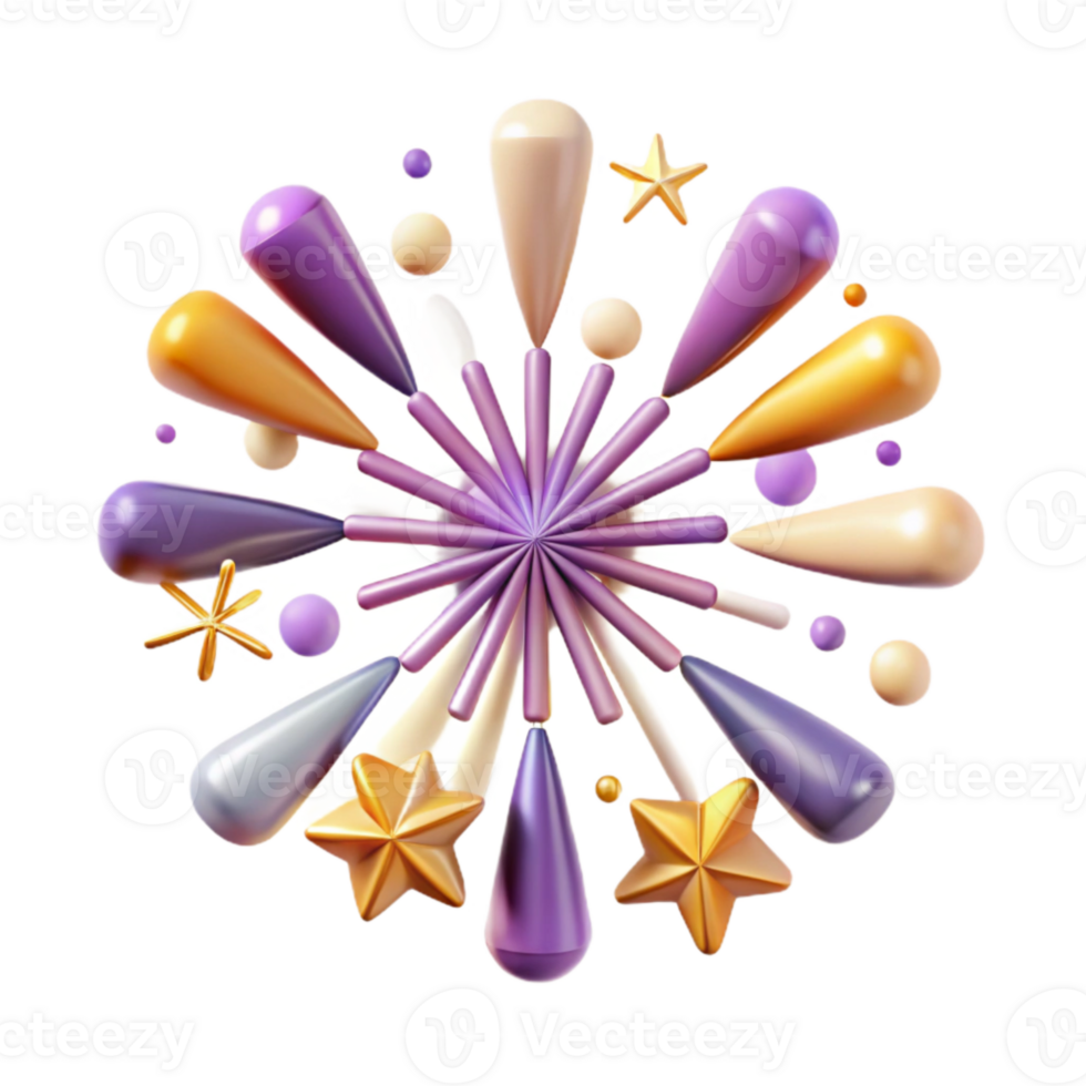 serene contemporary Fireworks Starburst Isolated for Mobile App Design professional png
