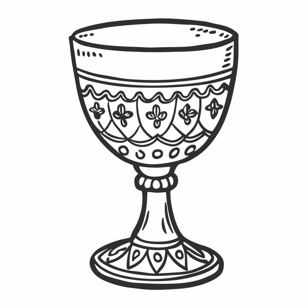 Intricate Hand Drawn Goblet Illustration with Ornamental Design vector