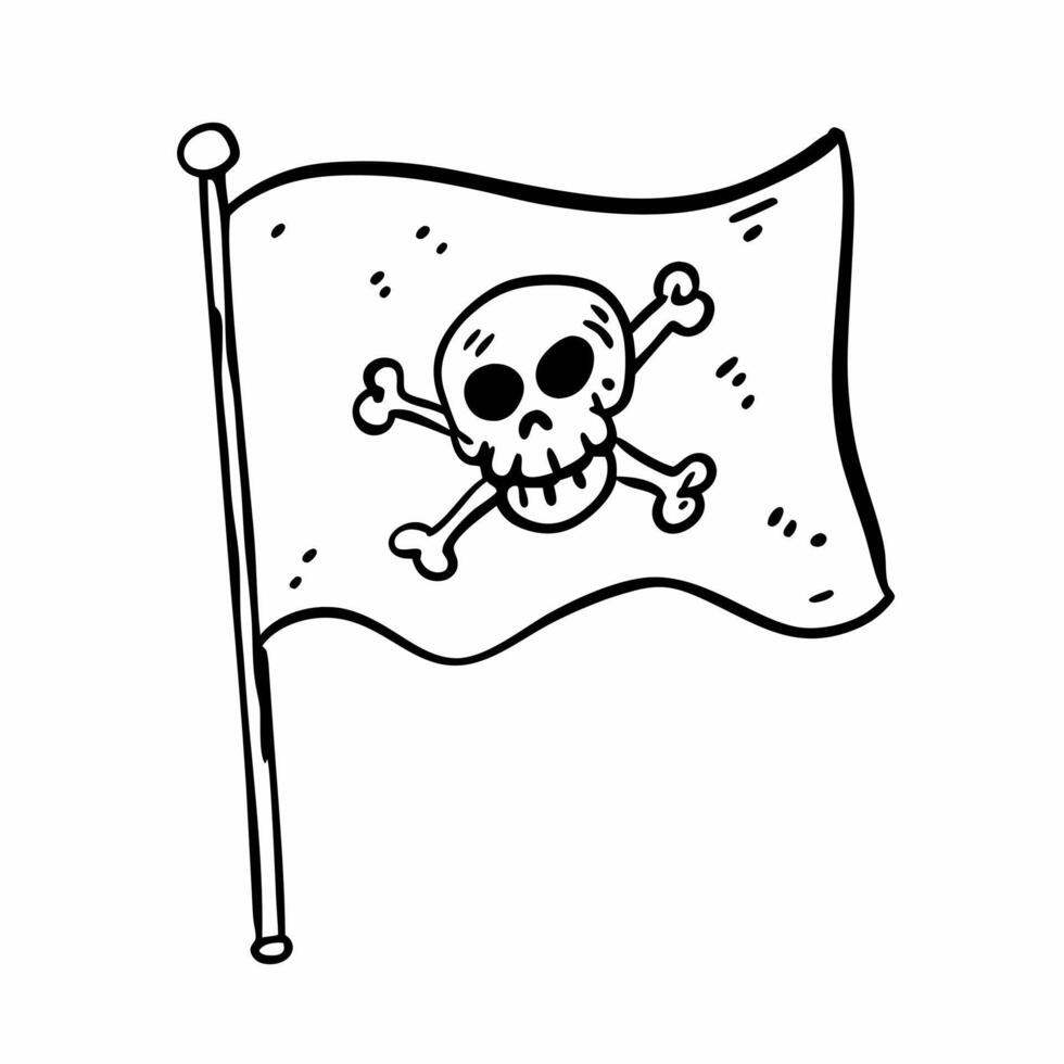 Pirate Flag Illustration with Skull and Crossbones Design vector