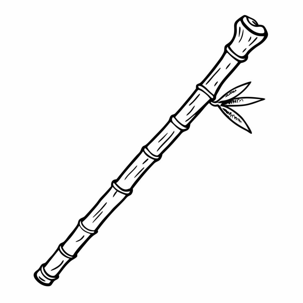 Hand Drawn Bamboo Cane Illustration with Leaves Highlighting Eco Friendly Nature Themes vector