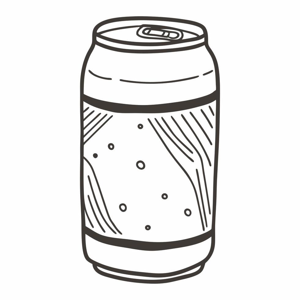 Hand Drawn Soda Can Illustration with Simple Line Art Design vector