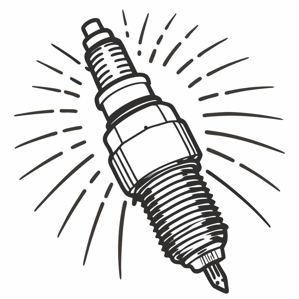 Retro Spark Plug Illustration with Vintage Mechanical Design Elements vector