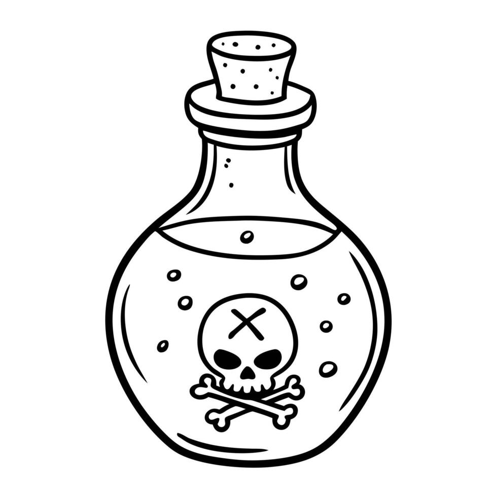 Illustration of Poison Bottle with Skull and Crossbones Design vector