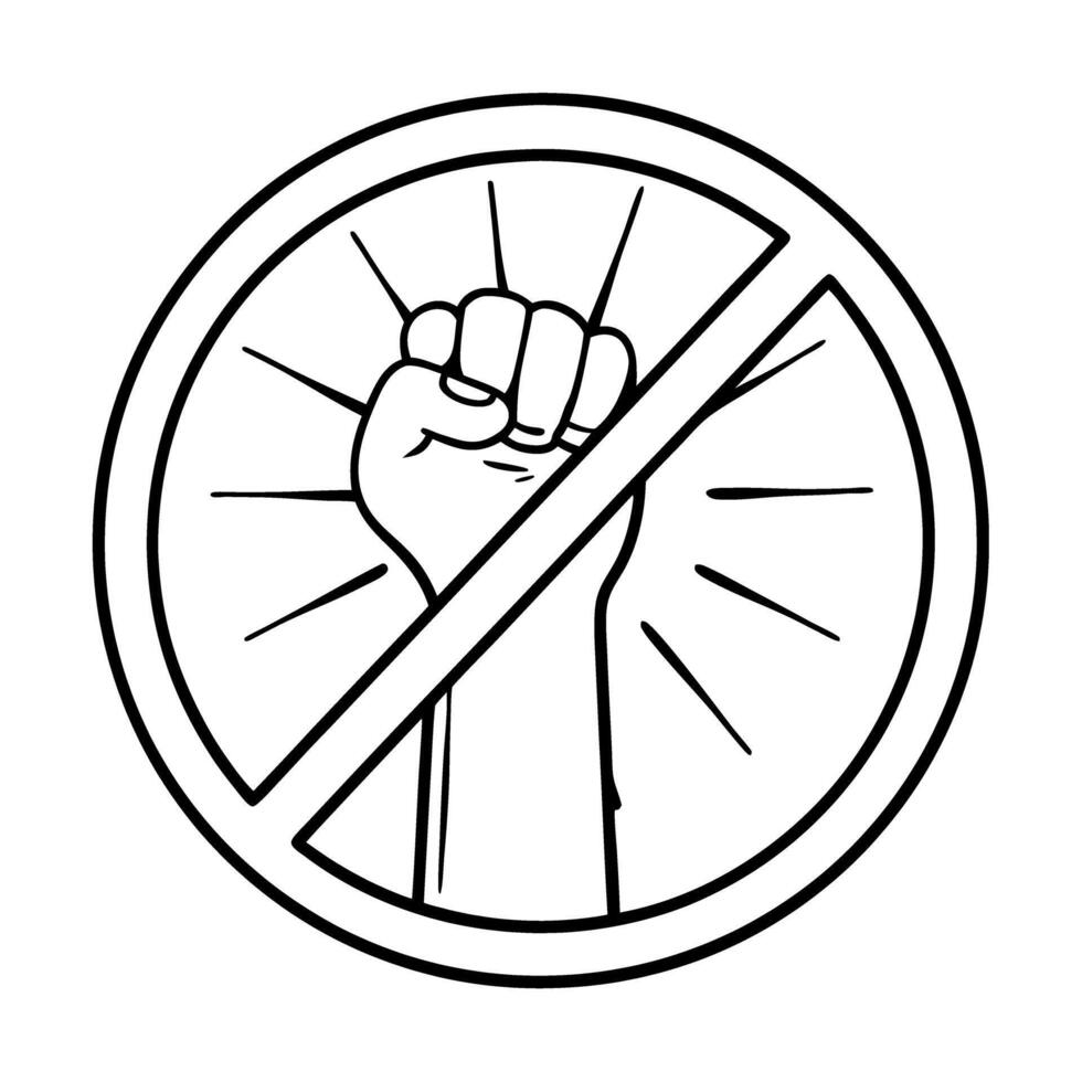 protest symbol with raised fist inside prohibition sign outline illustration about activism oppression resistance vector