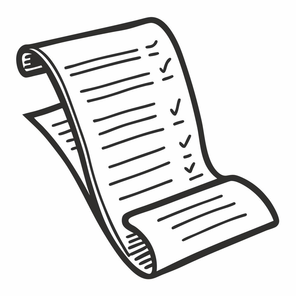 Illustration of a Hand Drawn Checklist on a Rolled Paper Scroll vector