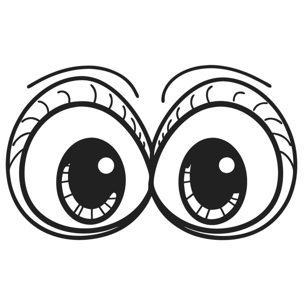 eyes, wide open with curiosity black and white illustration, detailed eyebrows vector