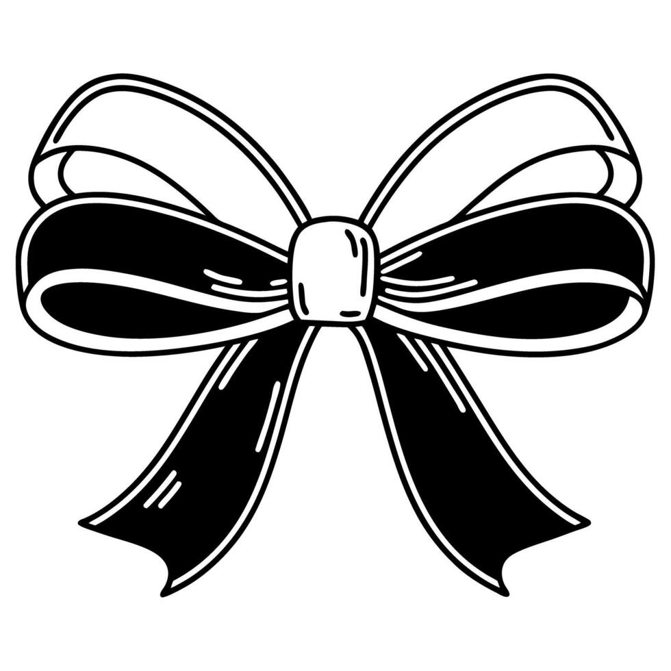 Elegant black and white bow illustration, decorative element design vector