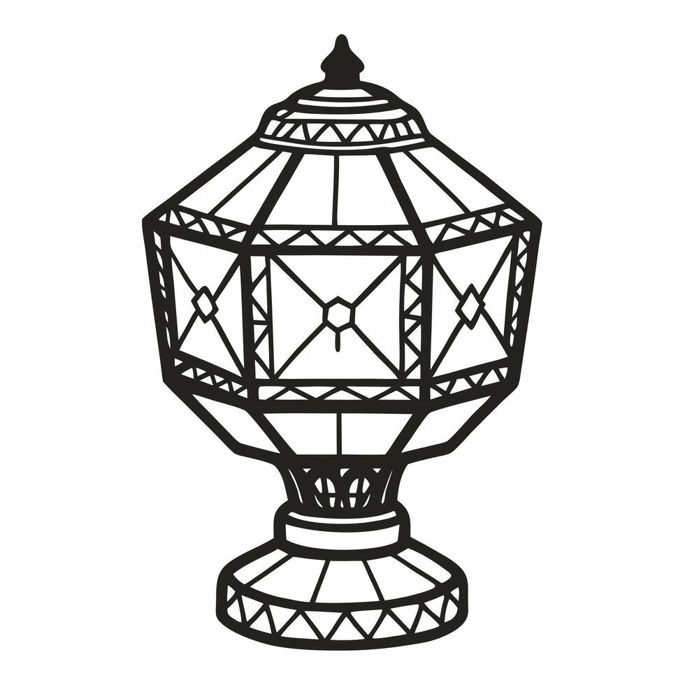 Geometric Vintage Lantern Outline Illustration for Design Projects vector
