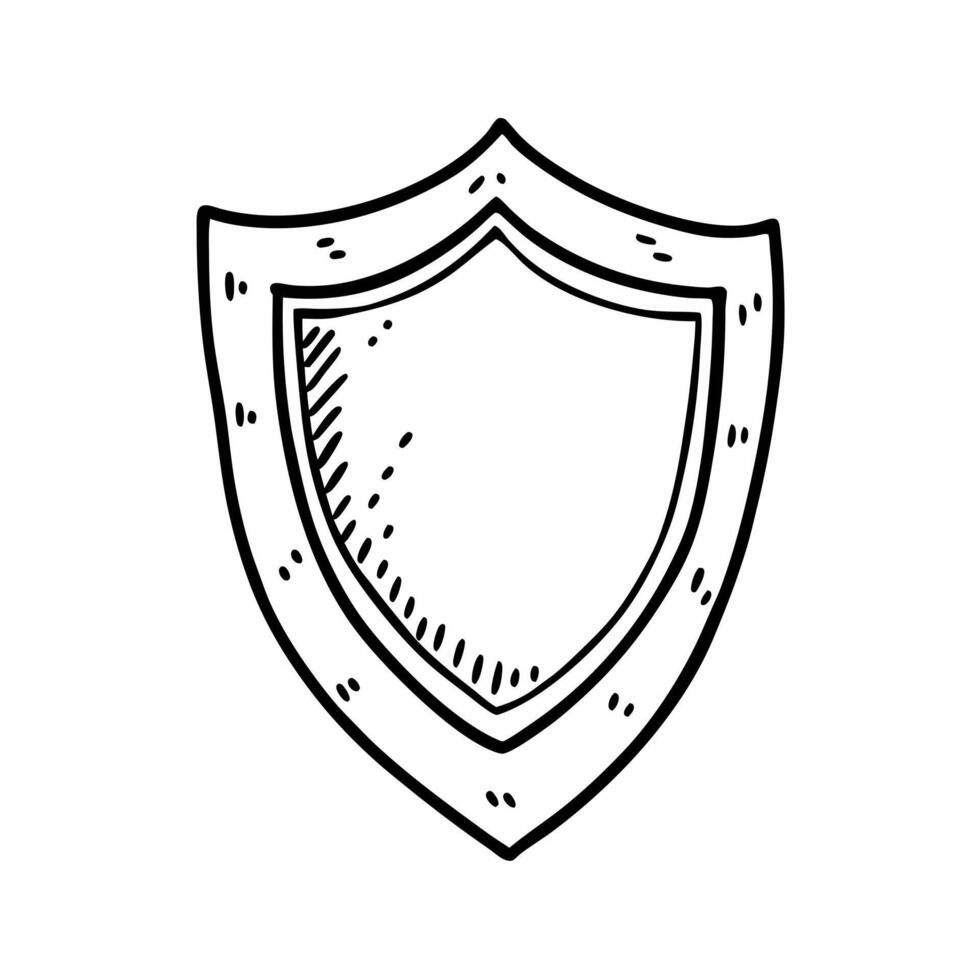 Hand Drawn Shield Outline Simple Sketch for Security and Protection Themes in Design vector