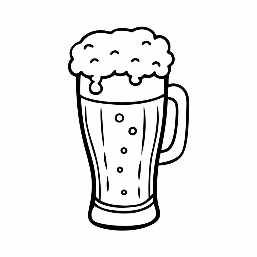 Monochrome Beer Mug Illustration with Foam and Bubbles vector