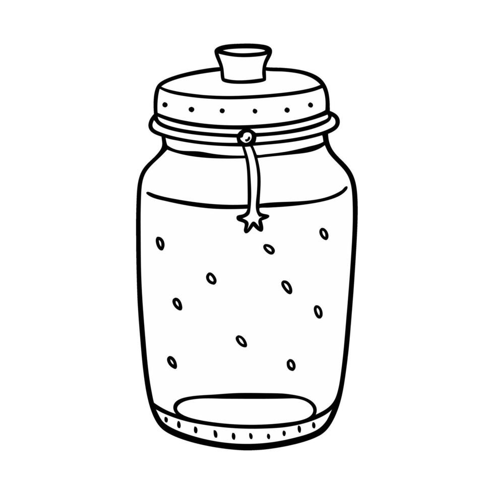 Hand Drawn Mason Jar Illustration with Lid and Simple Design vector