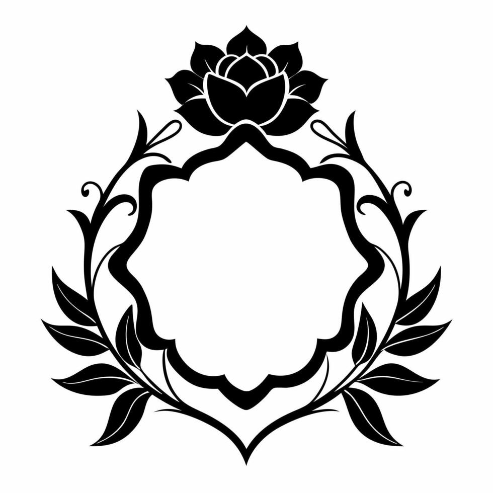 A black and white flower design with a white frame vector