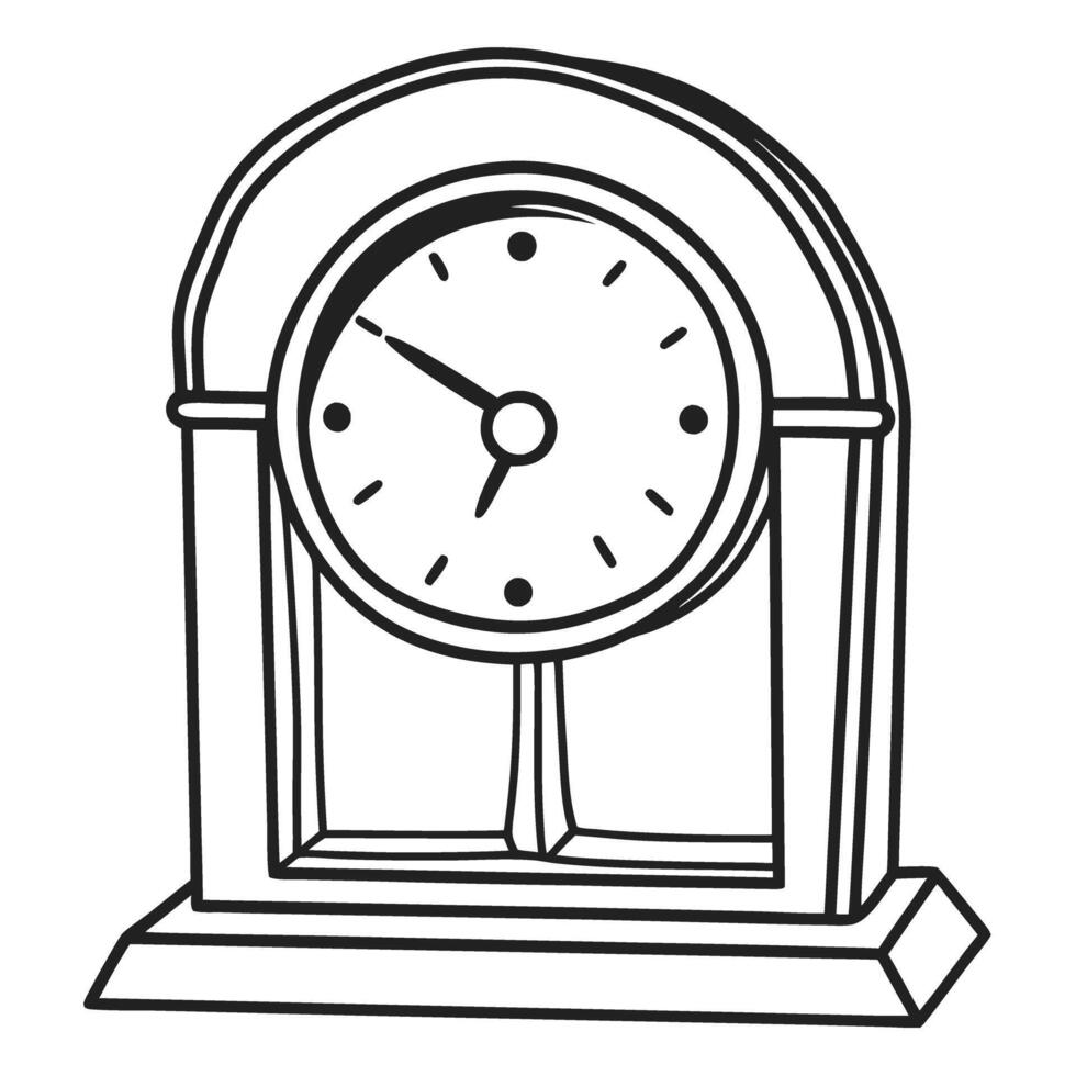 vintage mantel clock sketch timeless elegance, antique decor, classic timepiece design concept vector