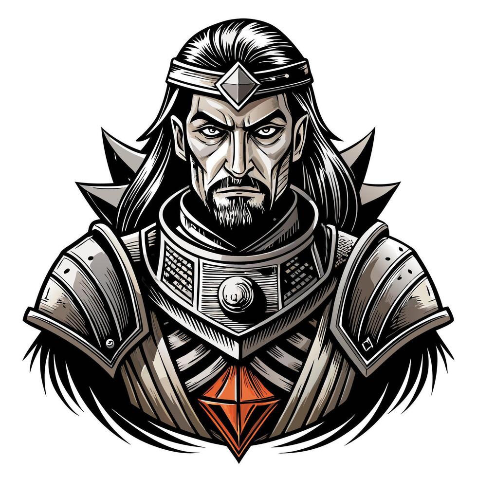 A man with a beard and a crown on his head vector