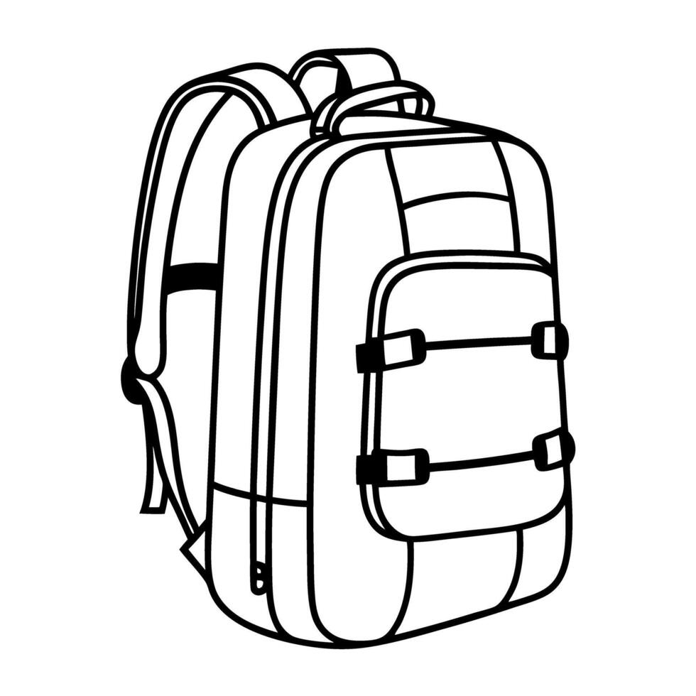 Backpack outline illustration modern school bag design travel, luggage storage solution vector