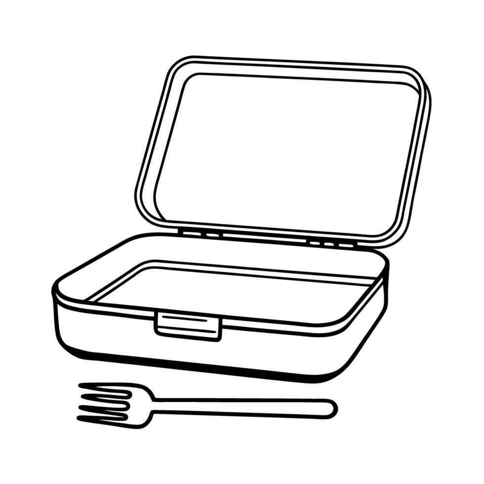 empty lunchbox with fork outline minimalistic food container design for meals or snacks vector