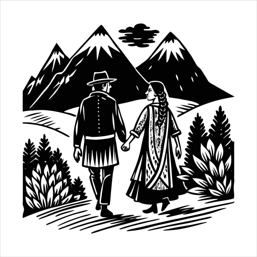 Native American Couple vector