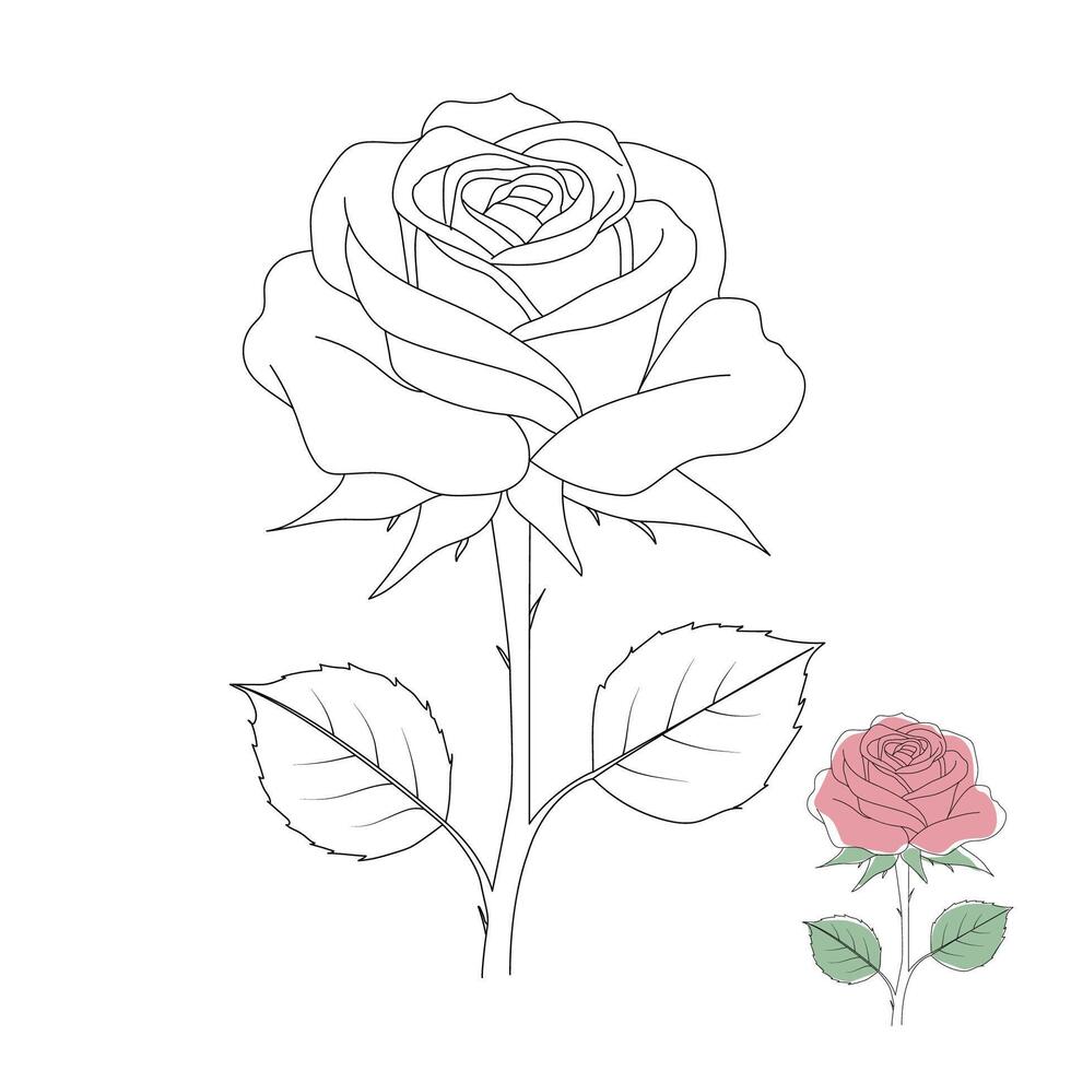 Rose line art design illustration vector