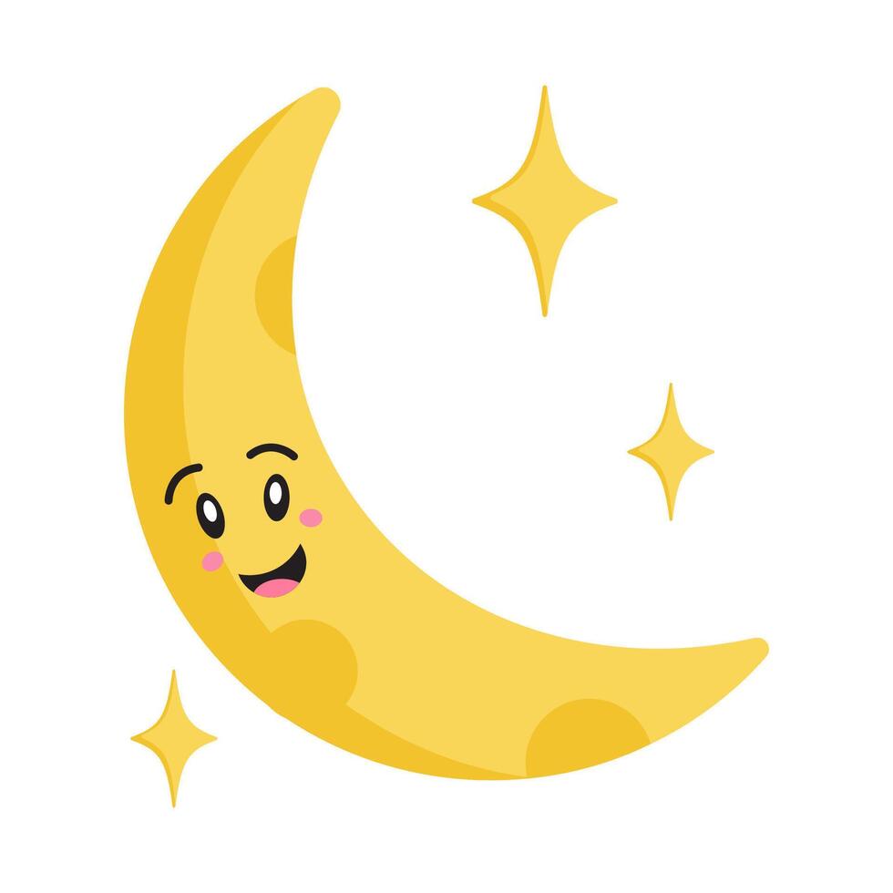 Cute Cartoon Moon Character vector