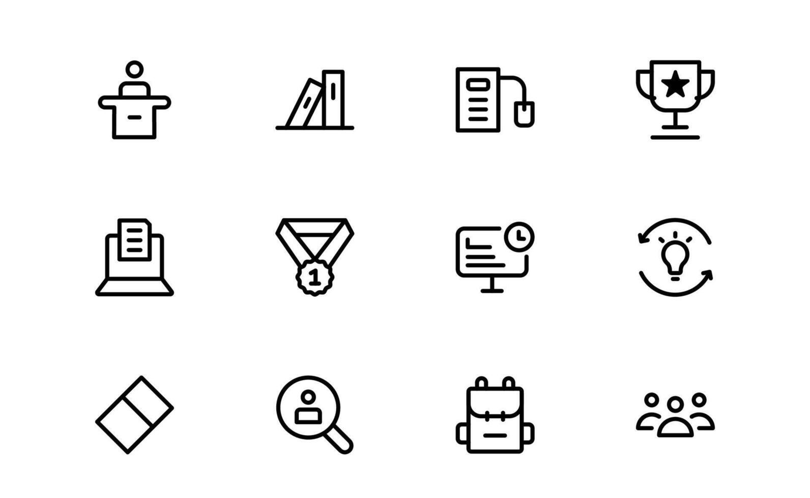 Education Icon Set bundle up. Modern and Minimalist Icons for Learning, Teaching, Schools vector