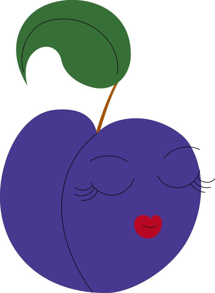 Cute plum in cartoon style vector