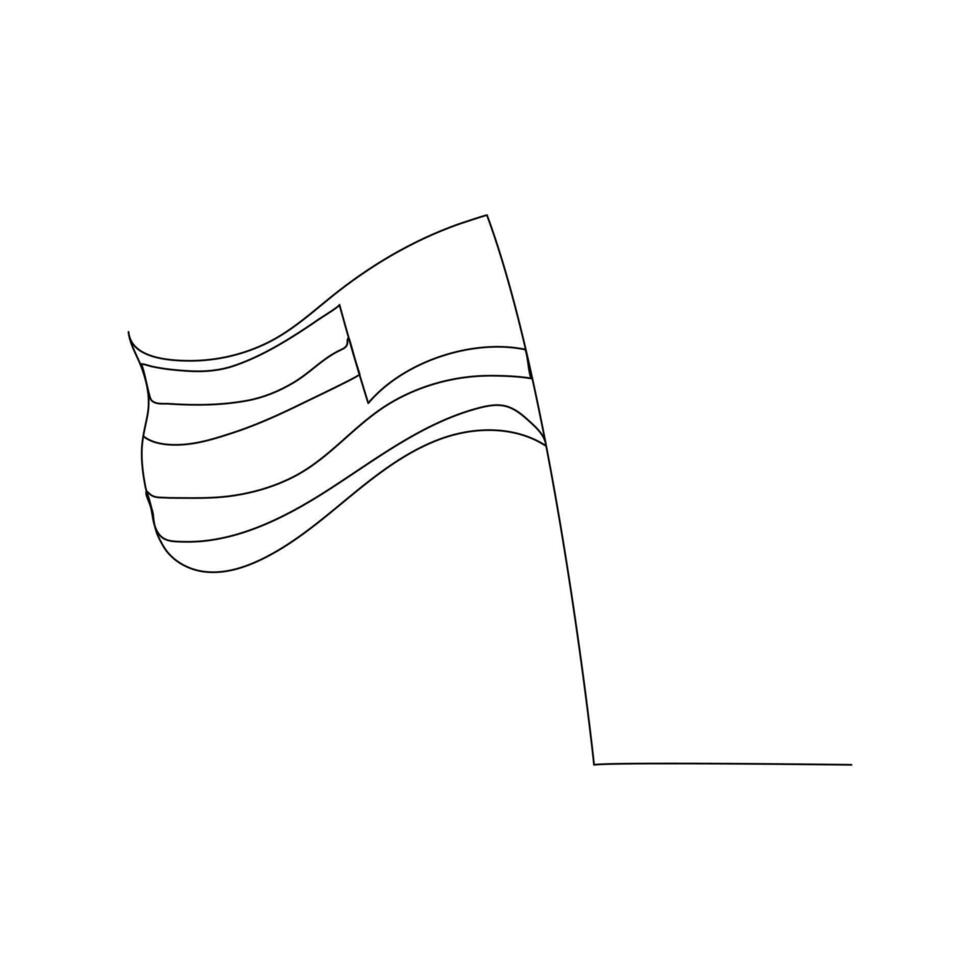 US memorial day illustration minimal banner national flag one line art drawing vector