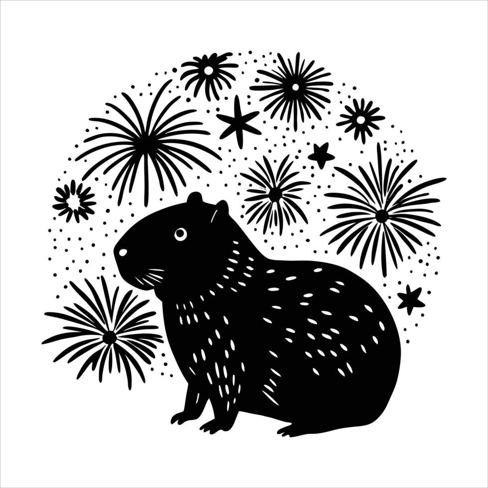 Animals Watching Fireworks vector