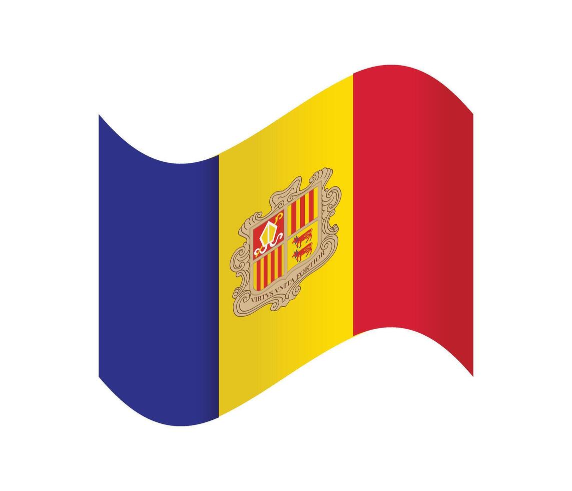 Andorra waving flag.Isolated flag of Andorra vector