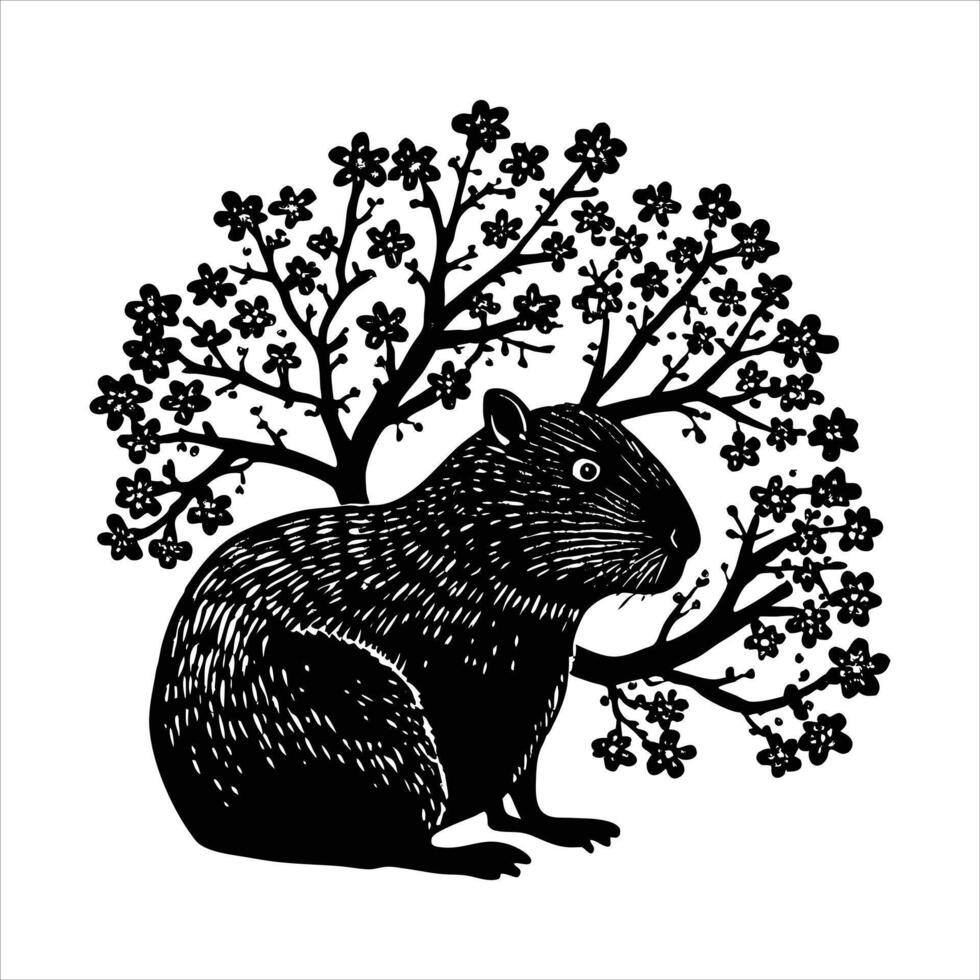 Capybara Among Plants vector