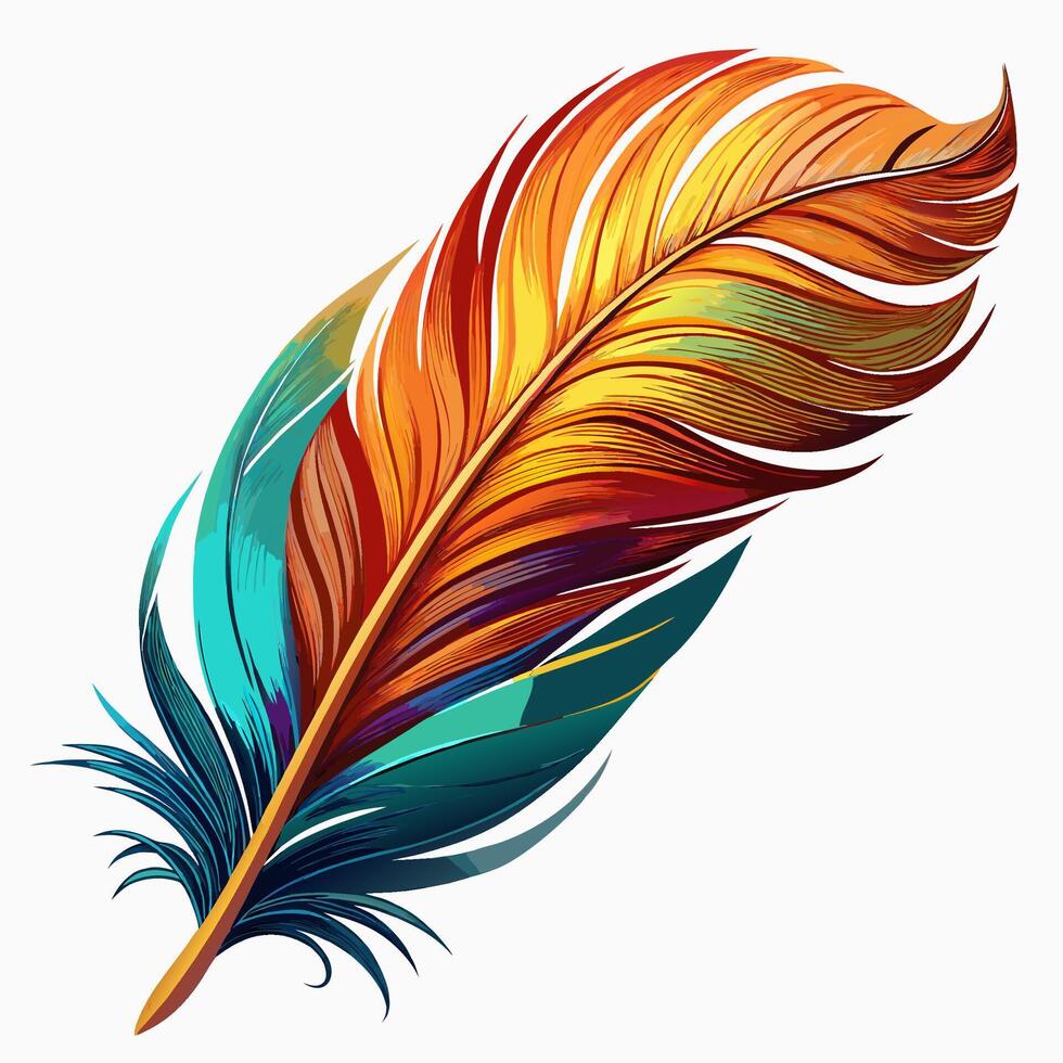 Stunning feather design with vibrant colors and intricate details vector