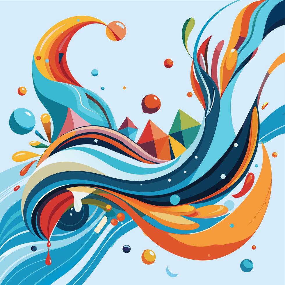 A dynamic abstract composition with bold lines, vivid colors, and geometric shapes forming an energetic and visually striking image vector