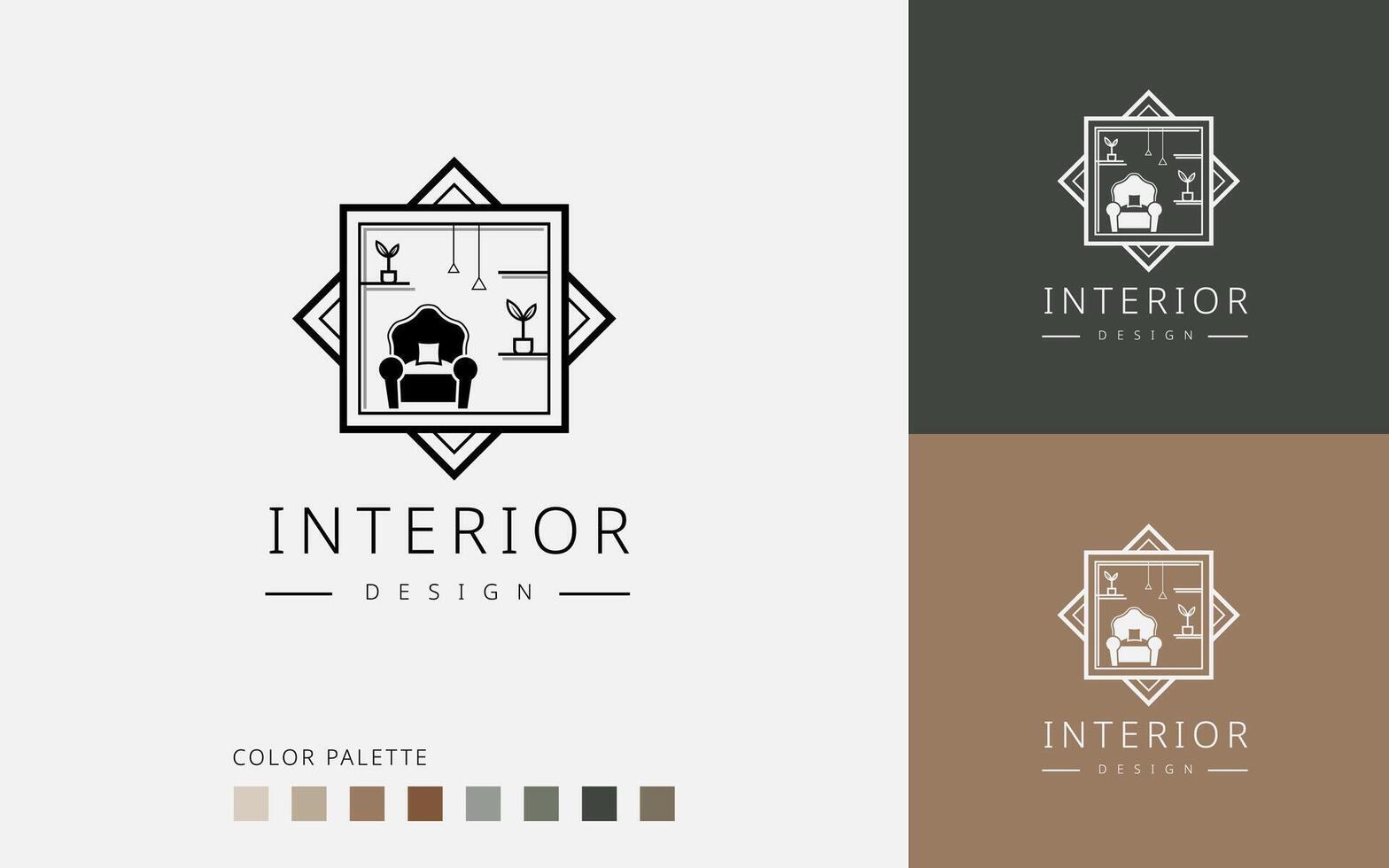 Elegant and modern logo design for interior decoration with minimalist style and furniture concept windows vector